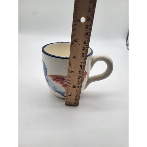 Jacques Pépin Sur La Table Coffee Mug Cup Blue Rooster Farm Chickens Country - Picture 7 of 7